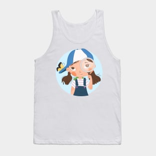 Adventure For A Girl With Blue Cap And Her Butterfly Tank Top